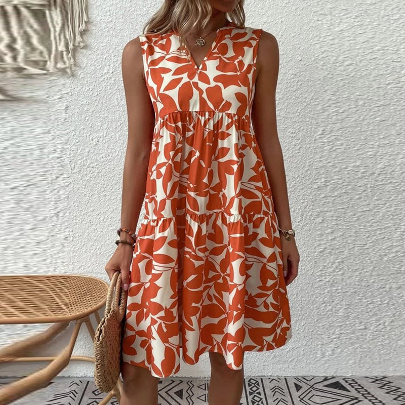 Nina™ - Elegante Zomerjurk met Speelse Plantenprint